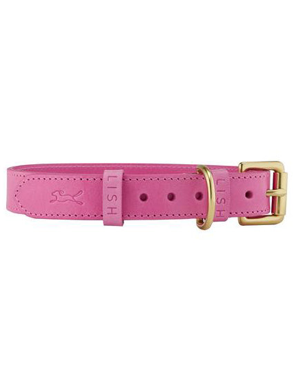 LISH Coopers Leather Collar Rhubarb Pink