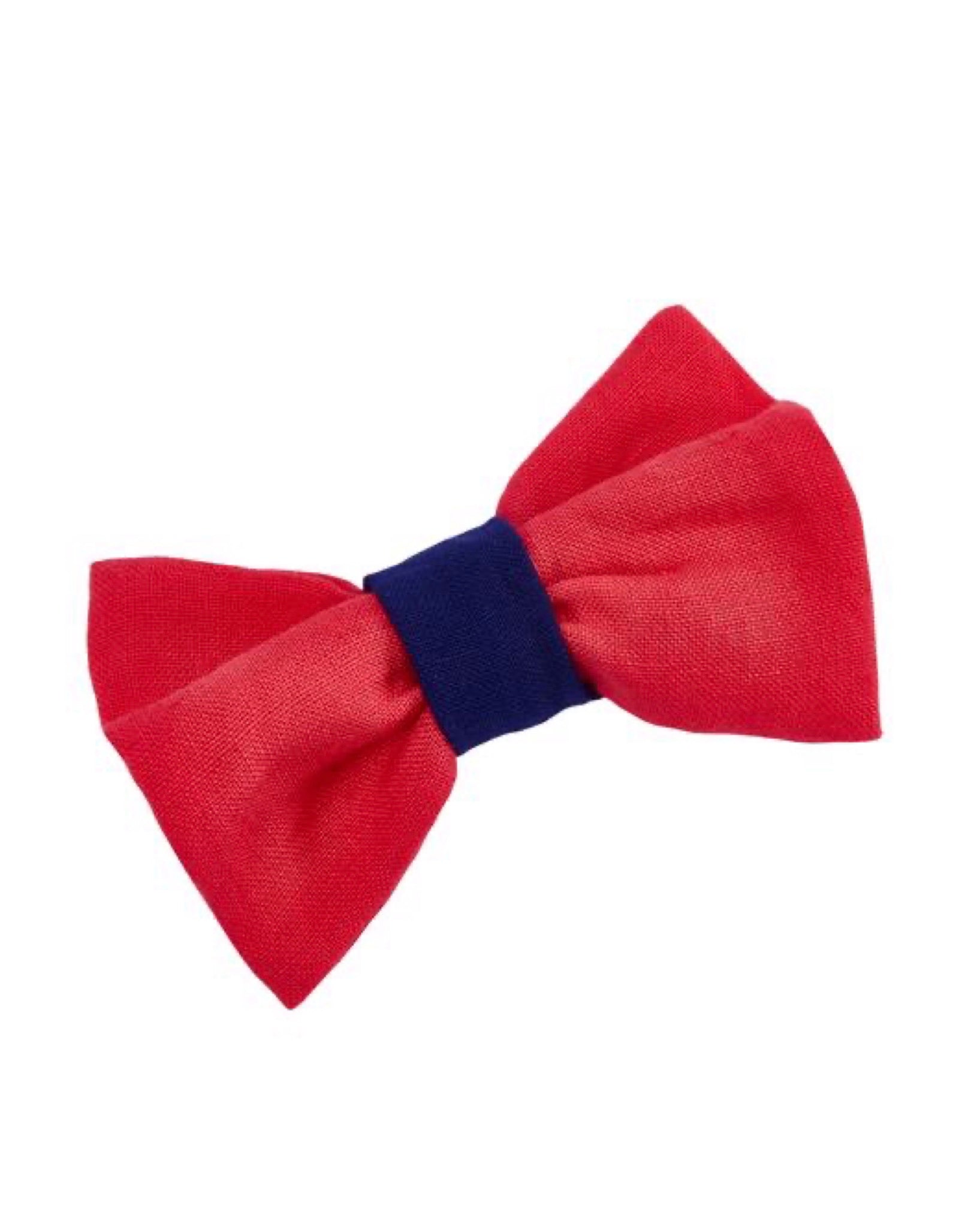 LISH Dibden Linen Bow Tie - Scarlet and Blue